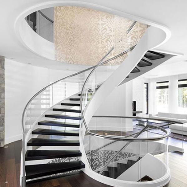 Indoor / Oudoor Building Curved Stairs Frameless Tempered Glass Railing 700-1800mm Width