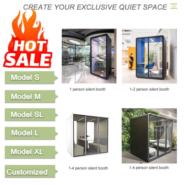 Stand Alone Meeting Pod in Private Space Soundproof Glass Booth Portable Office for Work