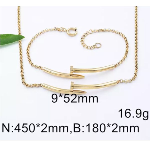 Anniversary Stainless Steel Jewelry Set Love Token Nail Bracelet And Necklace Set