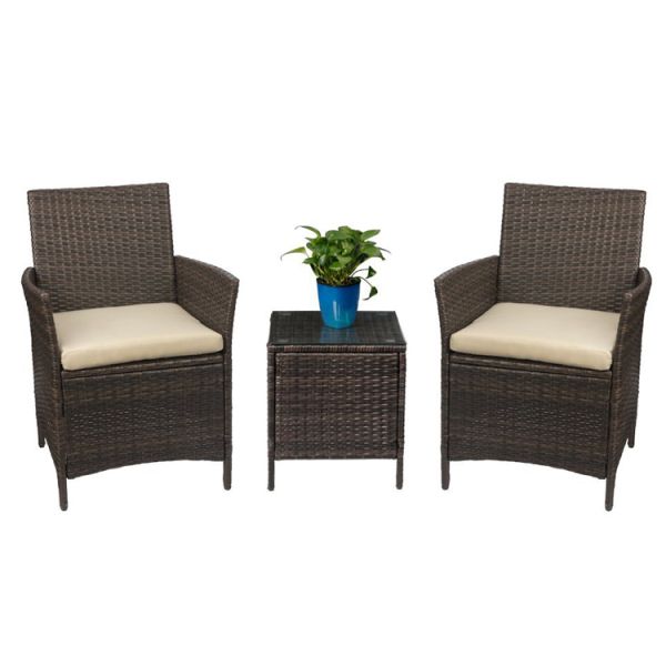 Outdoor Furniture Set with Stackable Armchairs and Synthetic Rattan Wicker Chairs