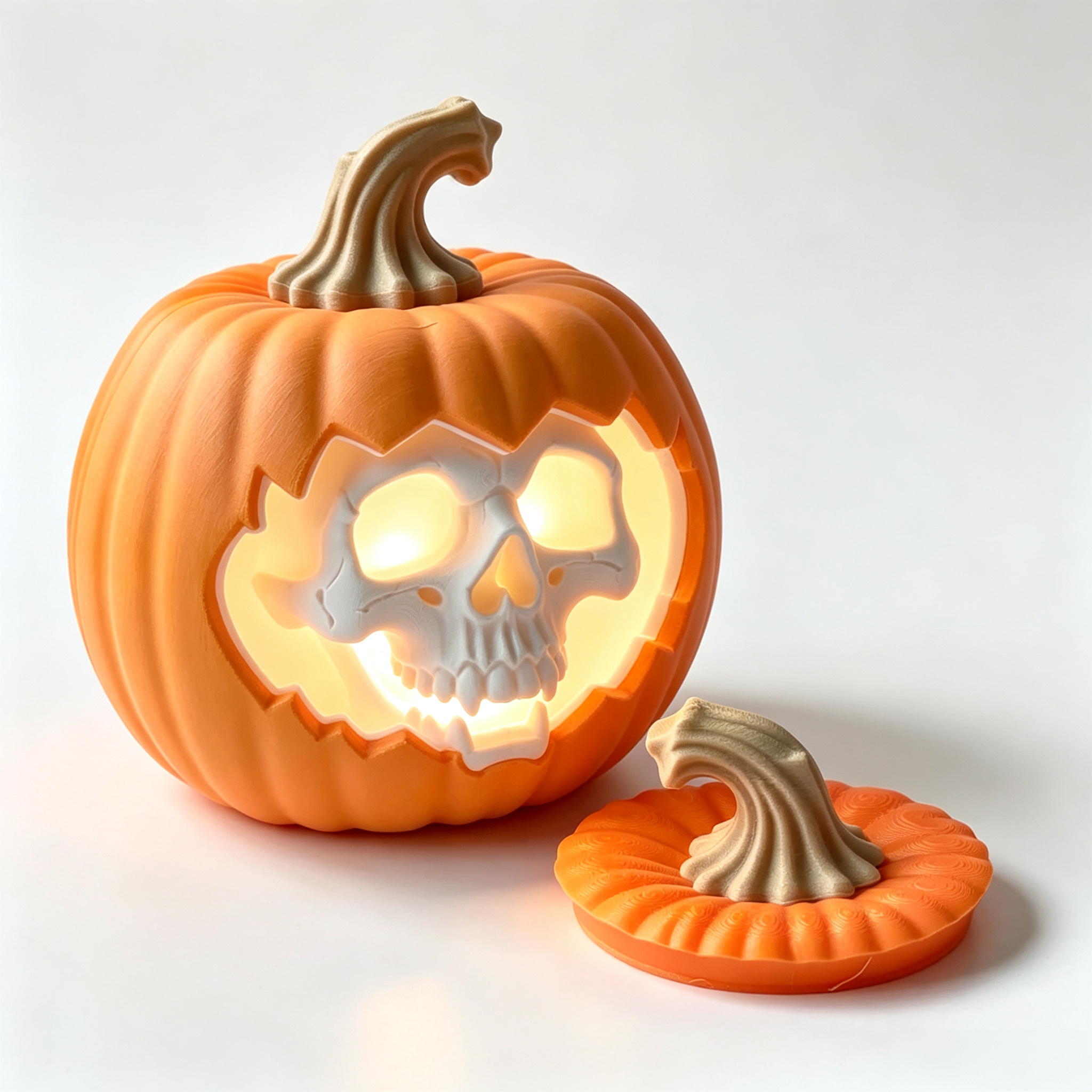 Halloween Skull Pumpkin Ornament, Multicolor LED Light 3D Printed Holiday Decoration