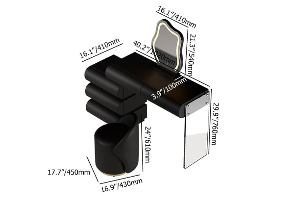 Wooden Floating Vanity Makeup Table Dresser With Led Mirror Bedroom