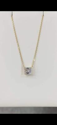 1.1ct Asscher Shape Diamond Pendant D VVS Lab Grown Diamonds 18K Gold