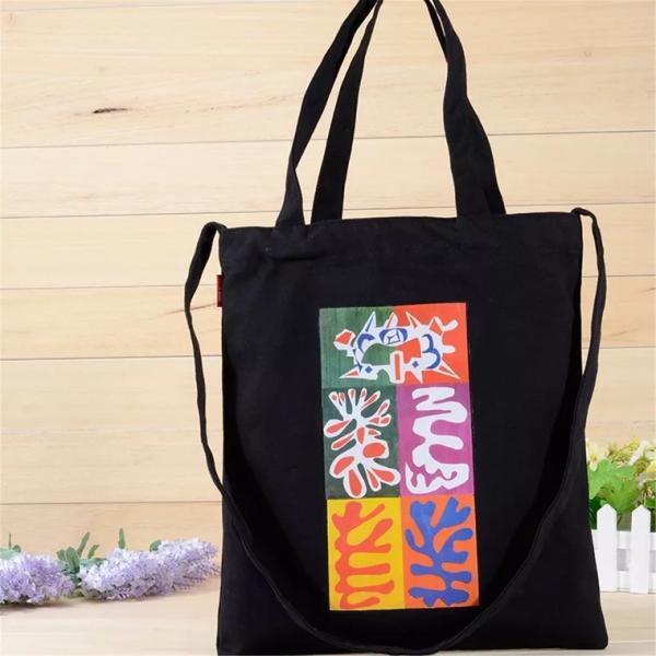 Black 100 Cotton Promotional Gift Bags With Silk Screen Printing Hot Stamping