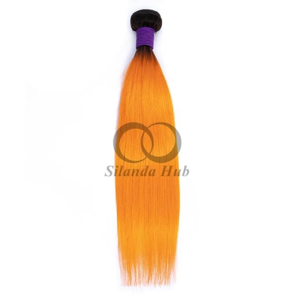 #T1B/Orange Straight Remy Human Hair Bundles Sew In Weave Bundles Brazilian Bundle Deals