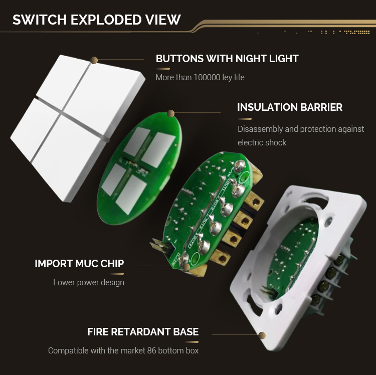 Factory Direct High Quality Waterproof Push Button Switch Light Switch KNX Smart Switch Push Button