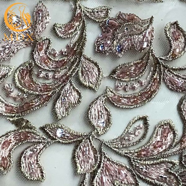 Подгонянная вышивка золота шнурует Handmade вышитую бисером декоративную ткань шнурка