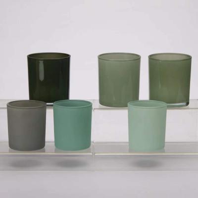 OEM Round Glass Jar Candle Holders Spray Color Machine Made