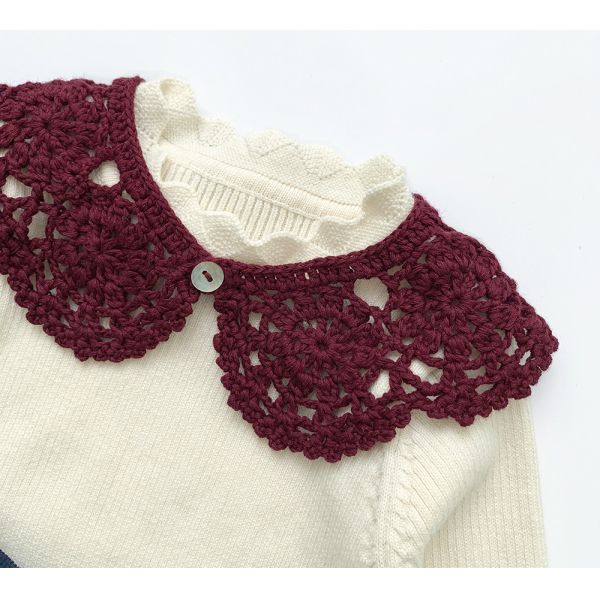 Y-F Baby Girls Two Color Lotus Leaf Collar Hand Crochet Cotton Lace Flower False Collar Accessories