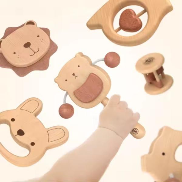 Montessori Beech Eco Friendly Intellectual Hearing Toy Baby Cartoon Early Educational Toy