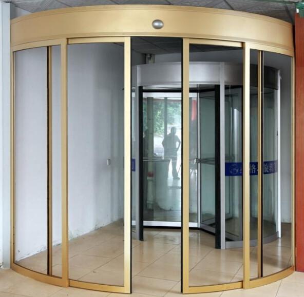 Round Automatic Curved Sliding Door , hotel auto sliding glass door