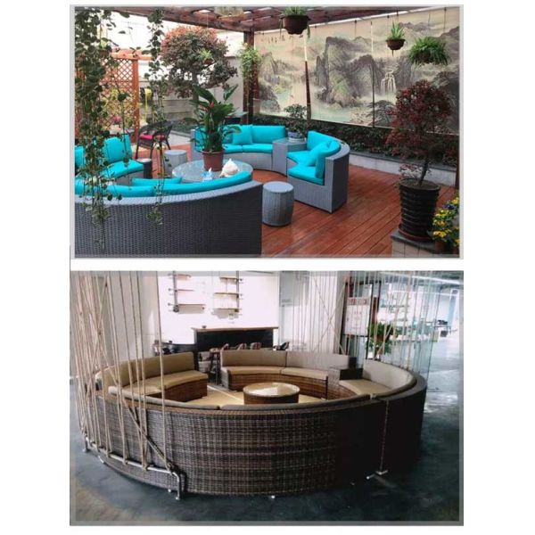 Outdoor Round Shaped Woven Rattan Sofa Garden Leisure Rust Resistant Waterproof Sofa Set