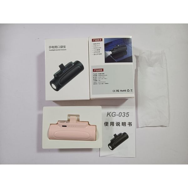 Pocket Mini Capsule Cordless Power Bank 5000mAh Emergency Fast Charger With Flashlight