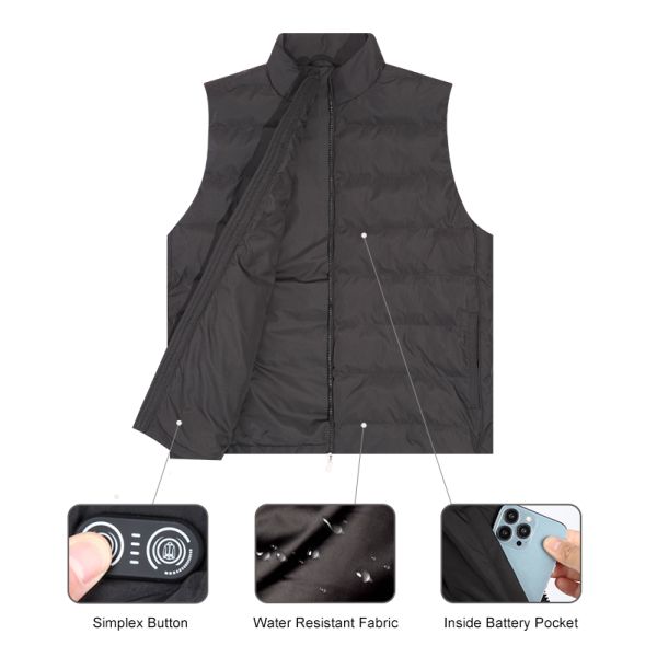 Classic Men'S Heated Vest Sleeveless Vest Carbon Fiber 3 Level Temperature Heated