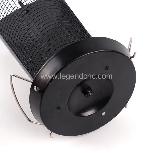 2 In 1 Black Hanging Wild Bird Feeder Caged Tube Type Stainless Steel Material