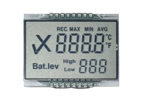 Pantalla LCD de segmento personalizado con dígitos negros monocromáticos reflectantes positivos TN