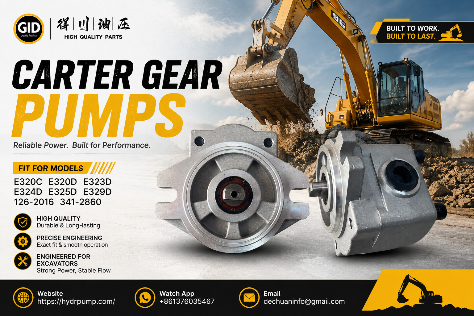High-Strength Cast Iron Hydraulic Gear Pump for Excavators with Stable Oil Flow & High Efficiency OEM Standard Replacement