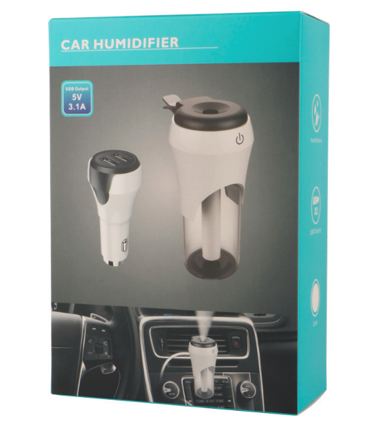 Portable In Car Humidifier Dual USB Rechargeable Charger Humidifier Diffuser