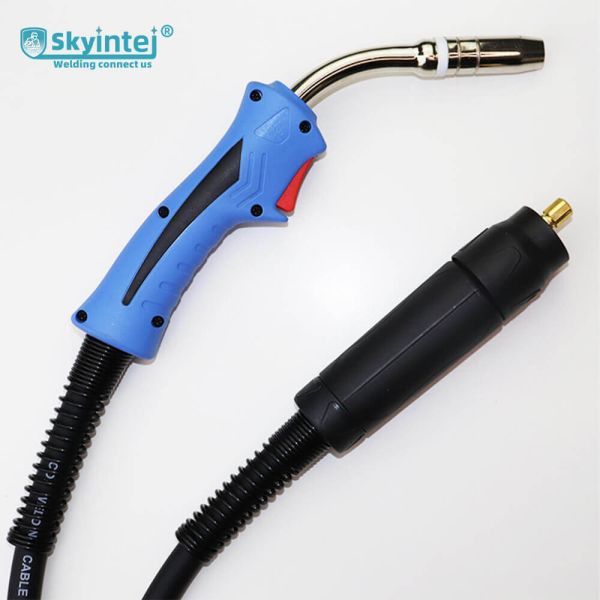 High Quality MIG Welding Torch ITJ-25AK-MIG-Blue 220V 500A DC 60% Duty Cycle Air Cooled Swan Neck Flexible Rubber Cover Copper