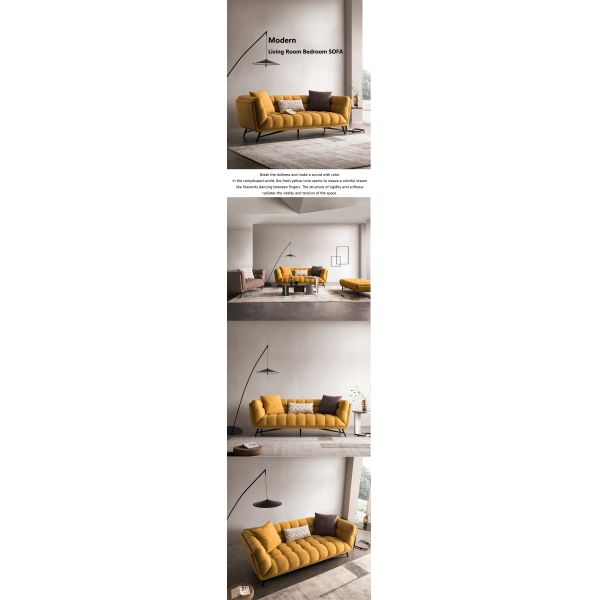 Tufted Sectional Loveseat Sleeper Sofa Bed Pull Out Yellow Velvet