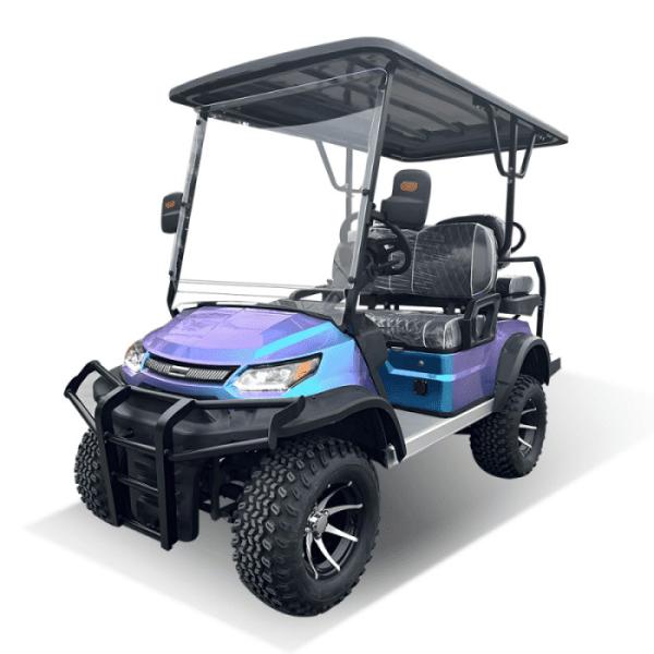 Carrinho de golfe 4 Passageiro Cor mudando de pintura Bateria de lítio Velocidade máxima 40km/h Pneus off road