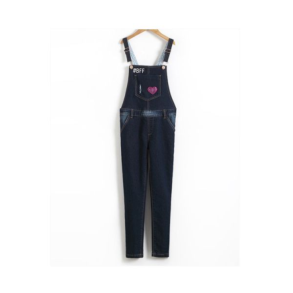 Trendy Suspender Trousers Jeans Bib Pants Long Section For Student Girls