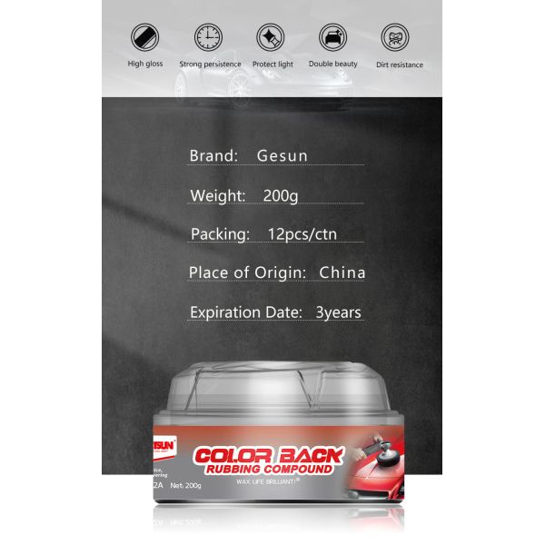 Color Back Car Care Paint Rubbing Compound For Headlights Water Based OEM