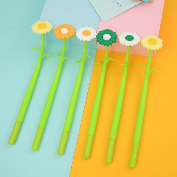 Fluent Writting Pen, 12 Pcs 0.5 Mm Black Ink Flower Shape Rolling Ball Cute Gel Ink Pen For Student And School Office Supplies (Flower)