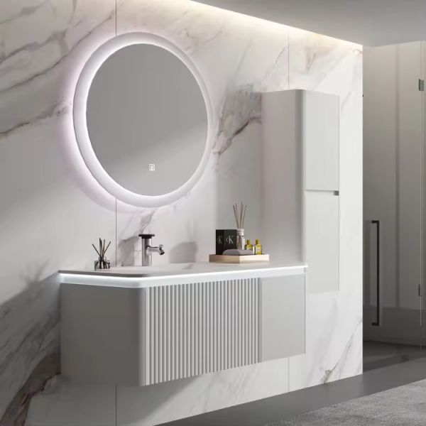 Rectangle Wood Bathroom Vanity Sink Unit 18 Inch Compact Design