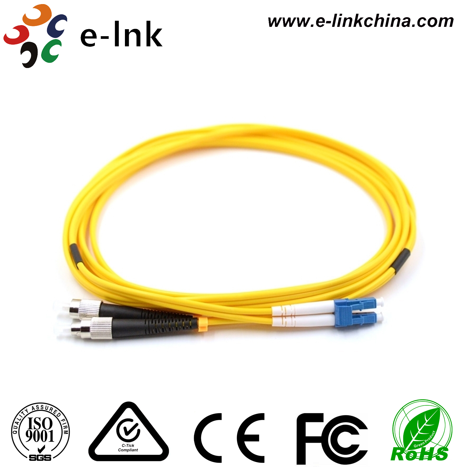 15 м, LC-FC, Duplex, Single-Mode Patch Cable Иммунитет к электрическим помехам