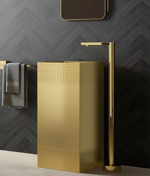Matte Finished Stainless Steel Pedestal Sink SUS304 Material For Bathroom