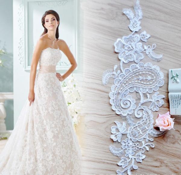 Apparel  Accessories Ivory  Embroidery  Lace Applique for Bridal Dress