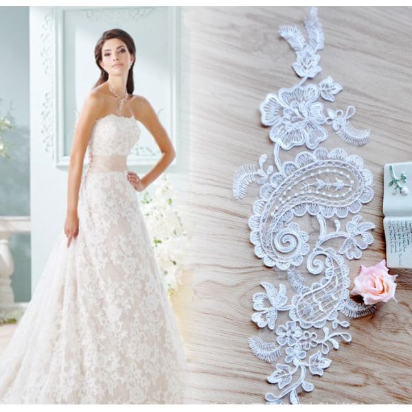 Apparel Accessories Ivory Embroidery Lace Applique for Bridal Dress