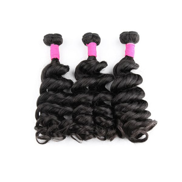 Natural Black Virgin Brazilian Human Hair Extensions Big Curl Type