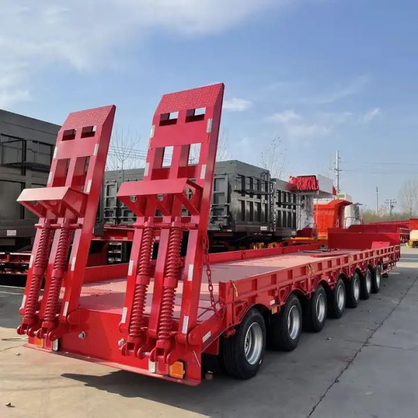 100Ton 40’ Lowbed Semi Trailer Transport Flatbed Container Gooseneck Excavator