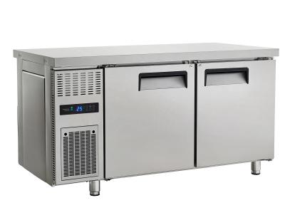 Kitchen Commercial Under Counter Refrigerator Workbench Stainless Steel 2 Door Horizontal Deep Refrigerated Workstation