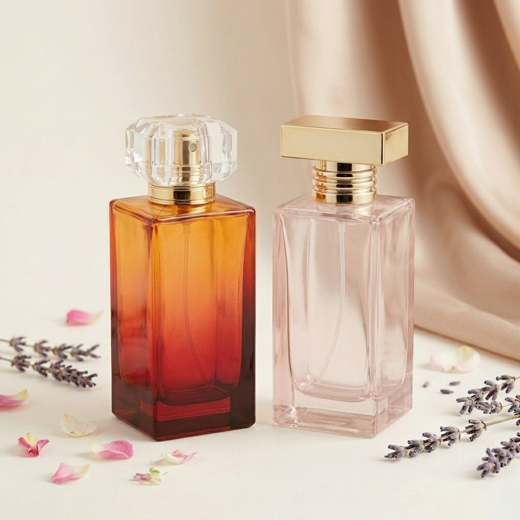 Empty Glass Perfume Bottles 85ml Rectangle Spray Crimp Neck
