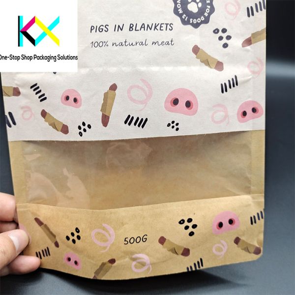 Digital Printing Resealable Kraft Paper Bags Kraft Paper Food Bags with Clear Window