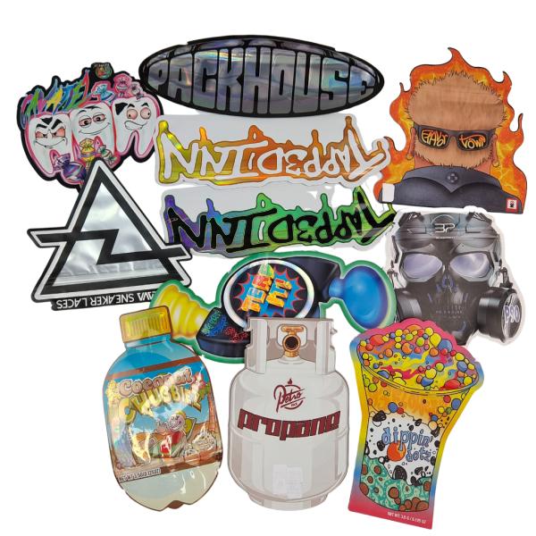  Food Grade Doypack Die Cut Cali 3.5g 7g 14g 28g Sugar Cookie Mylar Bags Glossy/matt Smell Proof Ziplock Bags