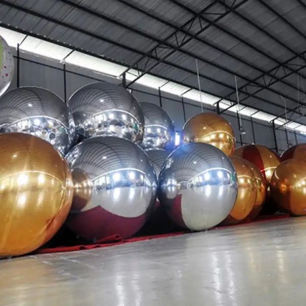 Домашнее украшение 100 см Лазерное серебро ПВХ мяч вешающий материал Прозрачные рождественские дискотеки зеркальные шары