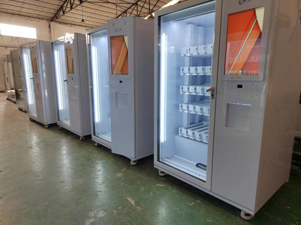 Máquina de venda automática de bebidas em garrafas de vidro com captador central de elevador com tela sensível ao toque, sistema inteligente