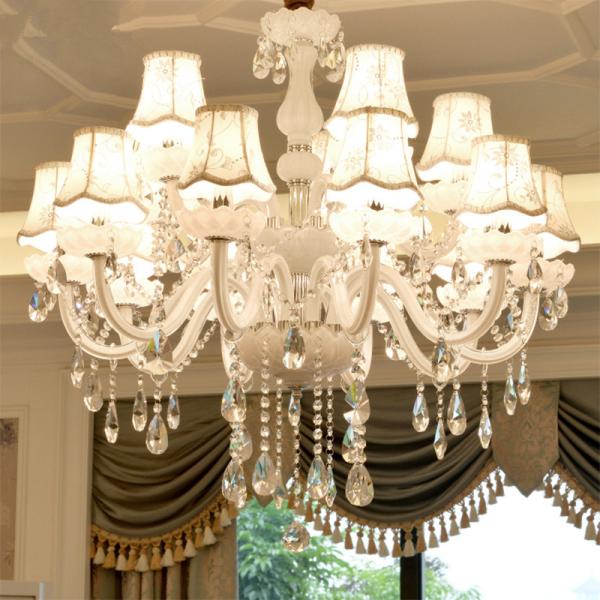 White crystal chandeliers for dining rooms with Flower lampshade (WH-CY-62)