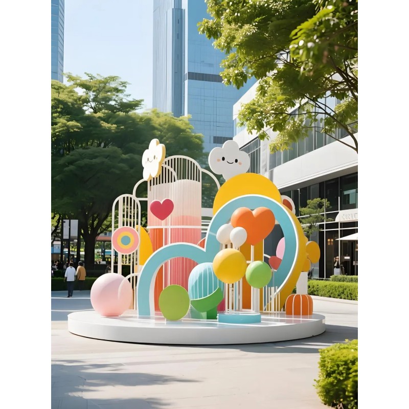 Whimsical Color-Clash Outdoor Art Installation - Playful Sculptures for Family-Friendly Real Estate & Commercial Spaces