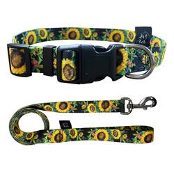 Adjustable Flower Design Dog Puppy Collar And Lead Leash Set In 2 Colours