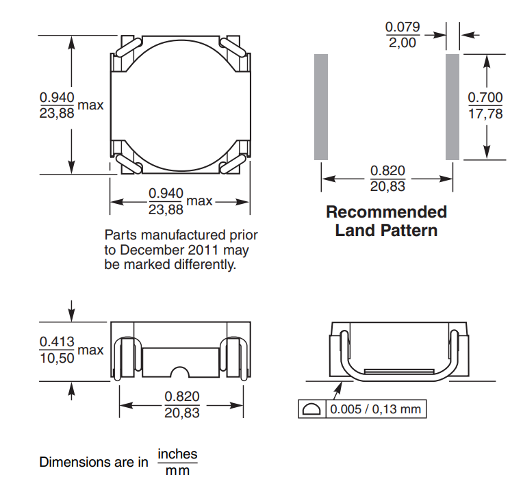 High-current toroidal inductor SMT High Current Power Inductor for LED Driver GA3252-AL_