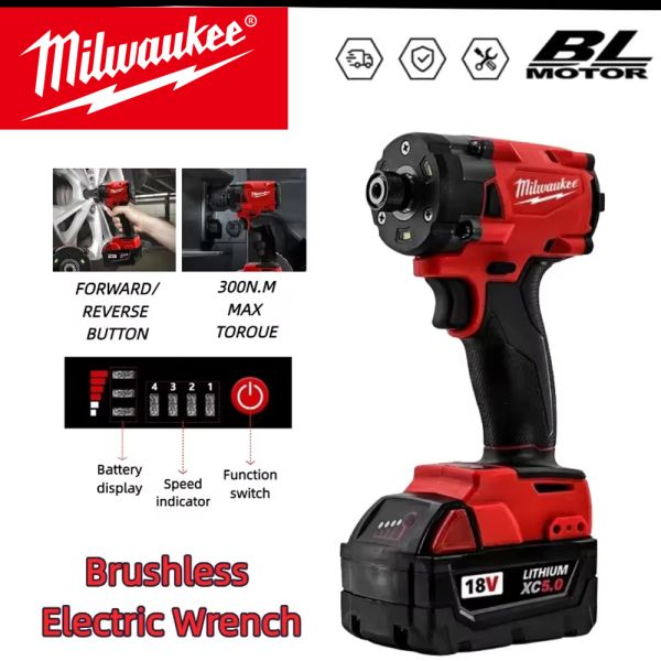 300Nm Rechargeable Milwaukee Cordless Electric Screwdriver 3000RPM Impact Screw Driver