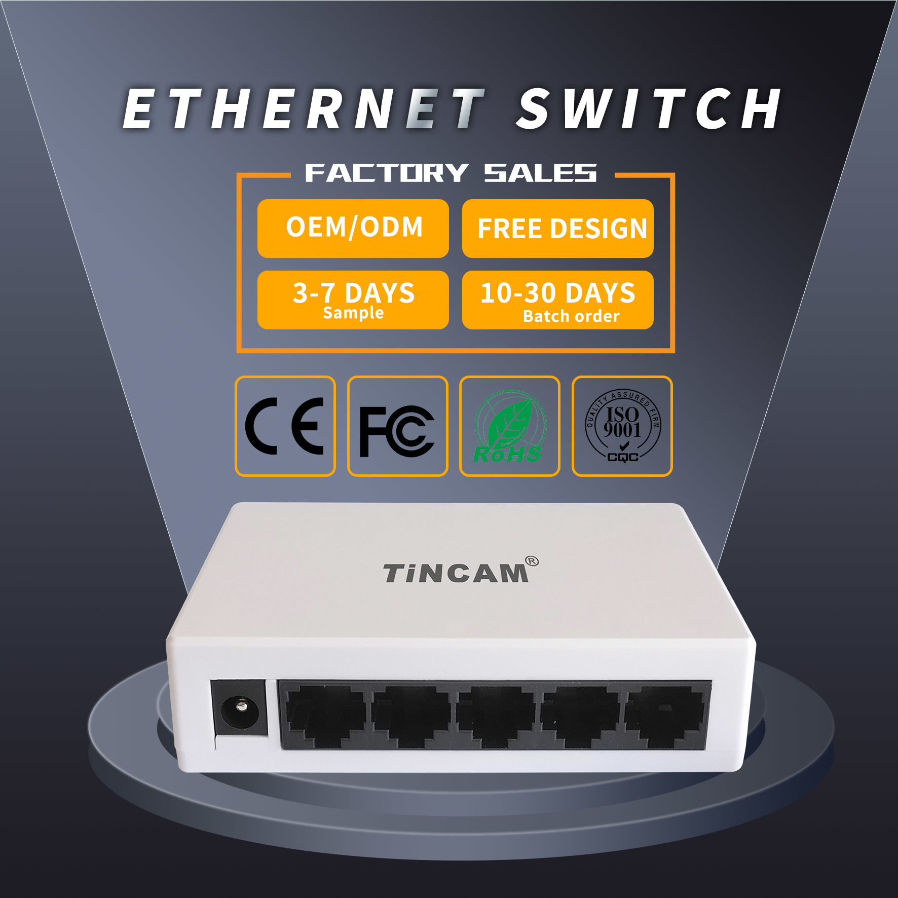 5-Port Gigabit Ethernet Switch Unmanaged Plug & Play Network Switch 10/100/1000Mbps RJ45 Desktop Plastic Housing External 5V Power Adapter TBC-S5005ES