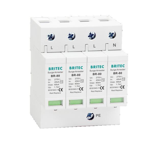 BR-80 3P tuv type 2 surge protection device Ac Surge Arrester Power Surge Protector