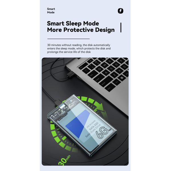 SATA Hard Drive Enclosure Disk Enclosure Transparent 2.5 Inch