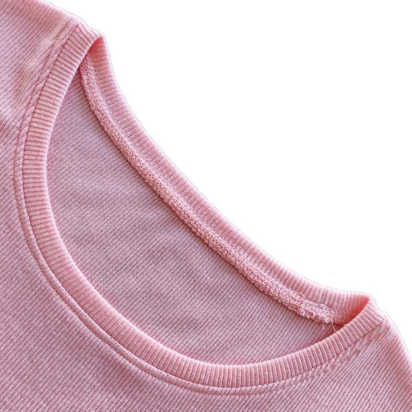 Customize Women's Rib T-shirt with Short Sleeves and Cotton Spandex Soft Hand Feel